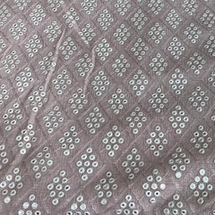Pastel Pink Thread Mirror Work Slub Silk Embroidery