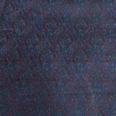 Navy Blue Jacquard Slub Silk Thread Embroidery