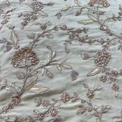 Natural Gold Multibead Pearl Cutdana Work Tissue Embroidery