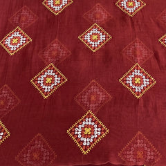 Rust Diamond Multicolor Thread Mul Chanderi Embroidery