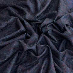 Navy Blue Jacquard Slub Silk Thread Embroidery