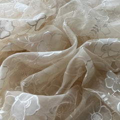 Cream Floral Applique Pure Organza Embroidery
