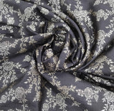 Black Floral Zari All Over Jal Pure Raw Silk Brocade