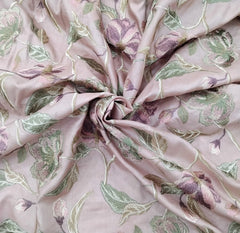 Light Pink Floral Thread Pure Tussar Embroidery