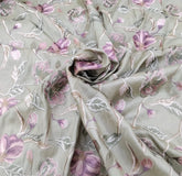 Pista Green Floral Thread Pure Tussar Embroidery
