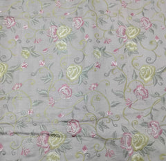 Pastel Beige Multicolour Floral Thread Pure Tussar Embroidery