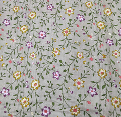 Beige Multicolour Floral Thread Pure Tussar Embroidery
