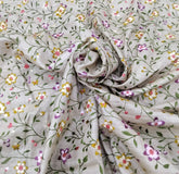 Beige Multicolour Floral Thread Pure Tussar Embroidery