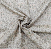 Beige Ethnic Thread & Sequin Pure Tussar Embroidery