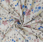 Beige Black Thread Pure Tussar Embroidery