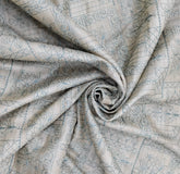 Beige & Sea Blue Floral Thread Pure Tussar Embroidery