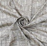 Beige & Maroon Floral Thread Pure Tussar Embroidery