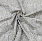 Beige & Pastel Blue Floral Thread Pure Tussar Embroidery
