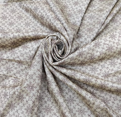 Beige & Brown Abstract Floral Thread Pure Tussar Embroidery