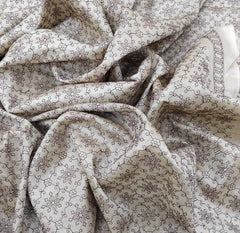 Beige & Brown Abstract Floral Thread Pure Tussar Embroidery