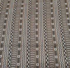 Coffee Brown Geometric Stripes Thread Pure Tussar Embroidery