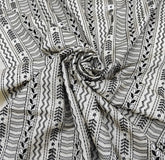 Natural Beige Geometric Stripes Thread Pure Tussar Embroidery