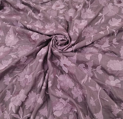 Wine Floral Thread Chanderi Silk Embroidery