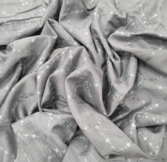 Light Grey Square Thread Pure Munga Silk Embroidery