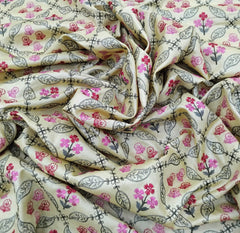 Yellow Phulkari Thread Pure Tussar Embroidery
