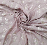 Pastel Pink Floral Butta Thread Zari Chanderi Silk Embroidery