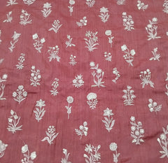 Tomato Red Floral Butta Thread Zari Chanderi Silk Embroidery