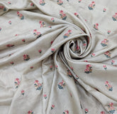 Natural Beige Floral Motifs Thread & Sequin Pure Tussar Embroidery