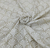 Natural Beige Leaf Thread Pure Munga Silk Embroidery