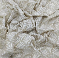 Natural Beige Leaf Thread Pure Munga Silk Embroidery