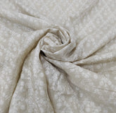 Natural Beige Floral Thread Pure Munga Silk Embroidery