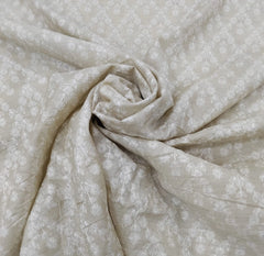 Natural Beige Floral Thread Pure Munga Silk Embroidery