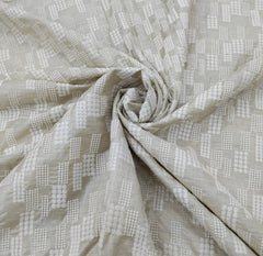 Natural Beige Geometric Thread Pure Munga Silk Embroidery