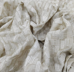 Natural Beige Geometric Thread Pure Munga Silk Embroidery