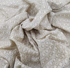 Natural Beige Floral Diamond Thread Pure Tussar Embroidery
