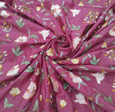 Wine Multicolour Floral Thread Chinia Silk Embroidery