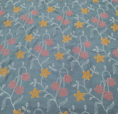 Cement Grey Floral Thread Chinia Silk Embroidery
