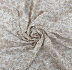 Natural Gold Floral Jal Tissue Cut Dana & Bead Embroidery