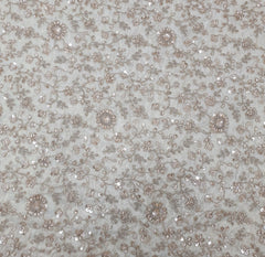 Natural Gold Floral Jal Tissue Cut Dana & Bead Embroidery