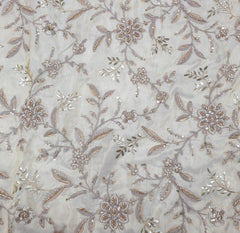 Natural Gold Floral Jal All Over Tissue Cut Dana Embroidery