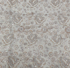 Natural Gold Floral Jal All Over Heavy Tissue Cut Dana Embroidery
