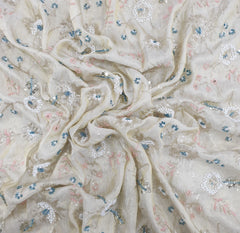 Natural Gold Floral Jal All Over Multicolour Tissue Cut Dana Embroidery