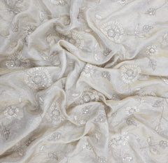 Natural Gold Floral Jal All Over Tissue Cut Dana Embroidery