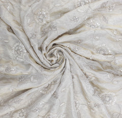 Natural Gold Floral Jal All Over Tissue Cut Dana Embroidery