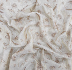 Natural Gold Floral Jal All Over Zari Tissue Embroidery