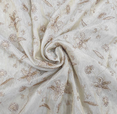 Natural Gold Floral Jal All Over Zari Tissue Embroidery
