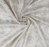 Natural Gold Floral Jal All Over Multicolour Tissue Embroidery