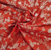 Red Floral Zari All Over Jal Pure Raw Silk Brocade