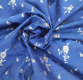 Royal Blue Floral Zari Pure Raw Silk Brocade