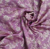 Mauve Floral Zari All Over Jal Pure Raw Silk Brocade