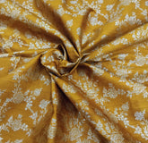 Mustard Yellow Floral Zari All Over Jal Pure Raw Silk Brocade